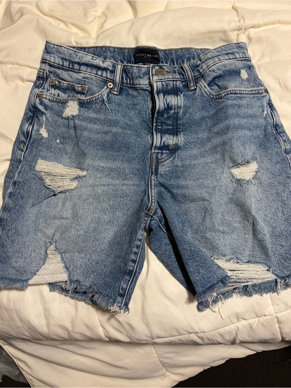Lucky Brand women's Distressed Light Blue Denim Shorts - Picture 1 of 4